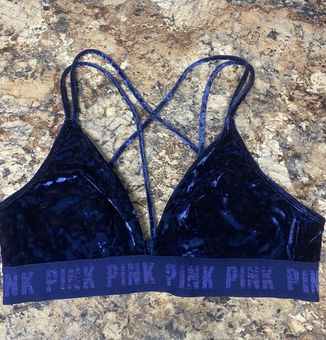 Victoria's Secret PINK Black Velvet Triangle bralette & Thong