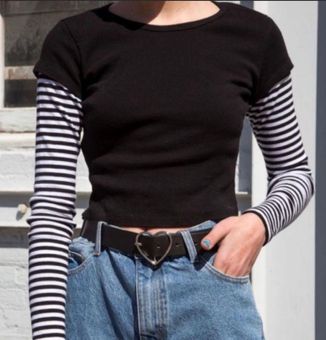 Brandy Melville Layered Long Sleeve Crop Top Black From Eva