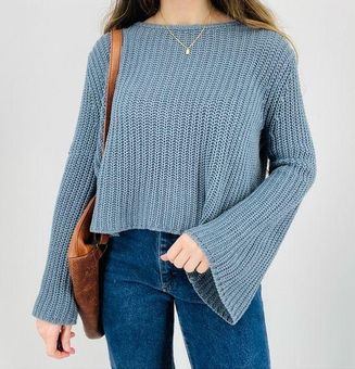 KNIT SWEATER WITH OPEN BACK - Blue