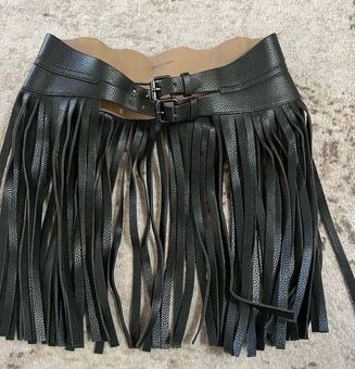 BCBGMAXAZRIA Leather Fringe Belt 75 From Angelica