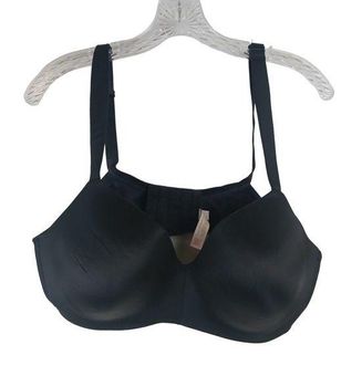 Cacique 42D No Wire Lightly Lined T-Shirt Bra Black Wireless Size
