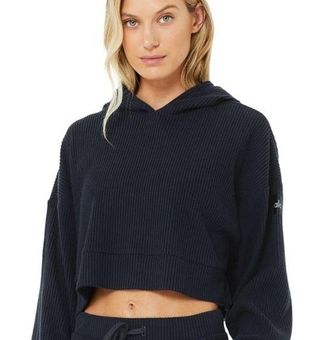 Alo Yoga Alo Muse Ribbed Hoodie in Dark Navy Size M - $72 - From Tara