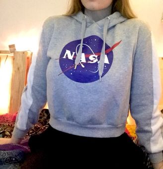 H M NASA Cropped Hoodie Gray Size M 10 66 Off Retail