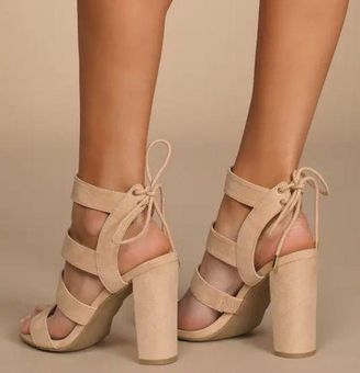 Tan clearance caged heels