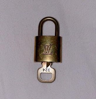 LV MONOGRAM LOUIS Vuitton PadLock Lock & 2 Key Brass Old Gold