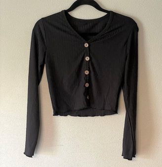 SHEIN - LONG SLEEVES BLACK CROP TOP