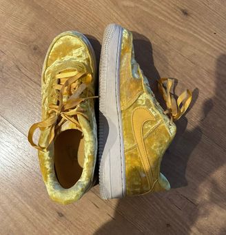 Yellow velvet store air force ones