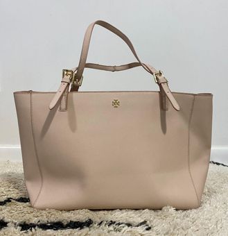 Tory Burch York Buckle Leather Tote in White