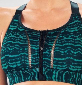 Fabletics Women's Zoe High Impact Sports Bra Zipper Tidal Print S - $16 -  From Sasha