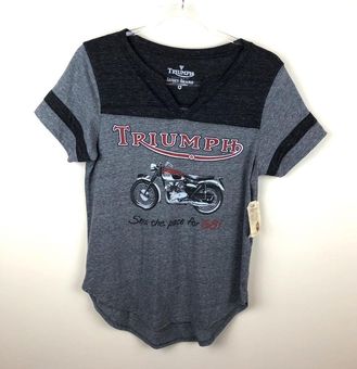 Lucky Brand Triumph Motorcycle T Shirt Medium NWT Gray - $25