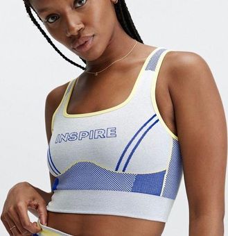 Fabletics Inspire Seamless Panel Sports Bra in Soft Heather Gray