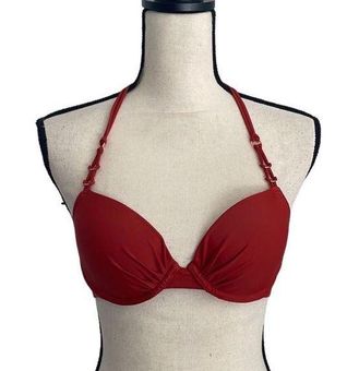 Aerie Rust Red Chain Detail Padded Push Up Halter Bikini Top size