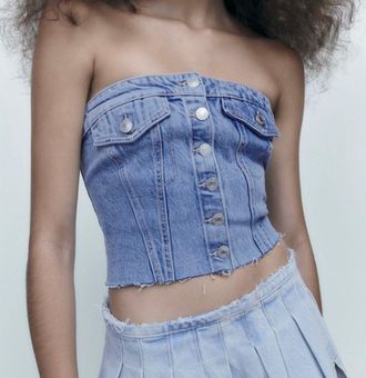 Zara, Tops, Zara Denim Corset Top