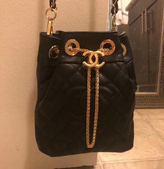 Chanel NEW VIP Gift Black Gold Bucket Bag Crossbody Handbag purse - $294  New With Tags - From Upcycled