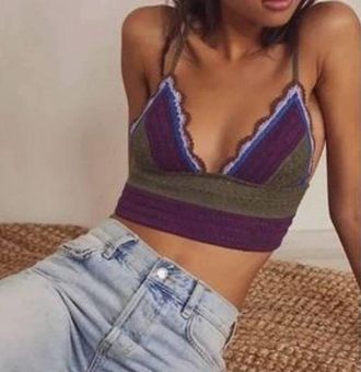 Free People Intimately Another Weekend Longline Bralette Crochet