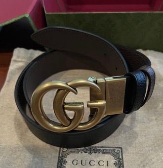 GG Marmont reversible belt in black leather