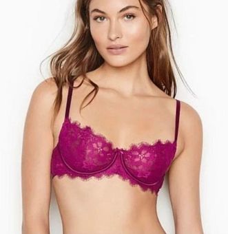Victoria's Secret 34D Bra Dream Angels Wicked PushUp Unlined Balconette Lace  Pink Size 34 D - $19 - From Jaclyn