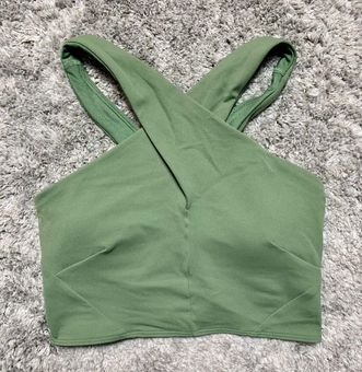 Lululemon NWOT Nulu Wrap Front Longline Bra *Green Twill Green