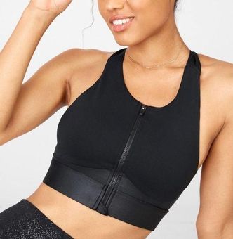 Fabletics Ellie High Neck Zip Front Sports Bra Size Large Coal Black - $27  - From Elizabeth