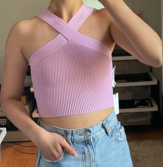 Aritzia Babaton Sculpt Knit Cross Crossed Cropped Tank Purple Size XS - $45  (22% Off Retail) New With Tags - From Serenity