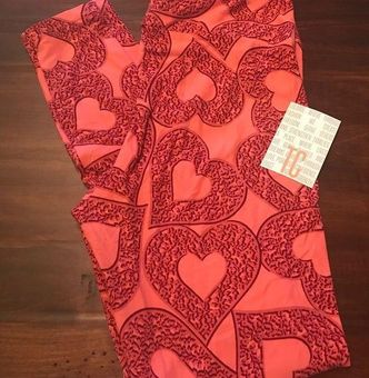 LuLaRoe Leggings Valentines Leggings Red & Pink Hearts TC