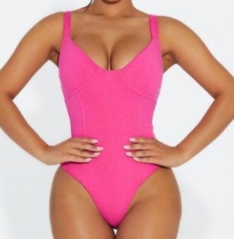 Naked Wardrobe Pink Ribbed Thong Bodysuit Size L - $46 New With Tags - From  Hope