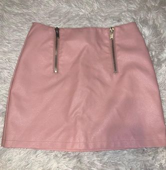 Pink leather skirt forever 21 top