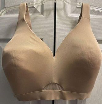 Cacique Lightly Lined Wireless Beige Mesh Keyhole Bra 38H Size