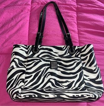 Y2K leather zebra tote bag with red interior - $23 - From Giselle