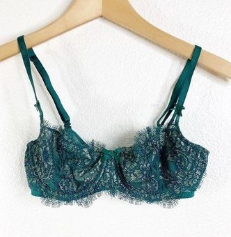 Victoria's Secret Dark Green & Gold Lace Lingerie Bra Size 34B - $24 - From  Madelynn