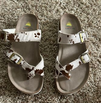 Aloha Island Cow Print Sandals Brown Size 6 9 43 Off Retail