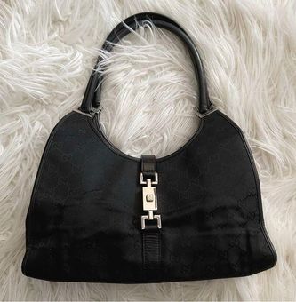 Gucci Vintage Jackie Bardot Black Monogram Canvas and Leather Purse - $397  - From Brooke