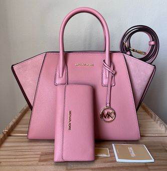 Michael Kors Avril Large Top Zip Satchel Shoulder Bag Sunset Rose