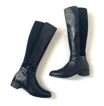 Aquatalia Olita Black Leather Tall Riding Boot Size 7 155 From