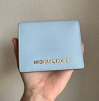 Michael Kors Blue Leather Jet Set Travel Wallet Michael Kors