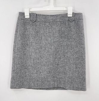 Talbots Herringbone A-Line Wool Blend Mini Skirt Gray Warm