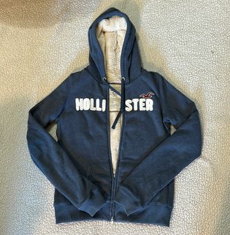 Hollister Co. Faux Fur Zip-Up Sweatshirt Blue Size M - $60 (60% Off