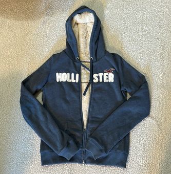 Hollister California Womens Navy Blue Zip Up Hoodie Hooded Jacket Small