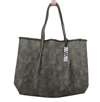 B low the Belt Gray Studded Tote Size O S NWT 100 New With