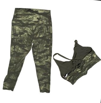 Aerie offline leggings sports bra set camo green two piece athletic