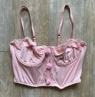 Pastel pink floral lace bustier top S - $23 - From Minnie