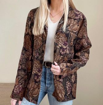 Tapestry Oversized Leather Denim Jacket - Ready to Wear