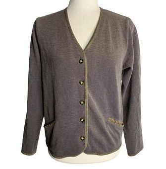 L.L.Bean Vintage Cardigan Sweater S Brown Blue Pockets Buttons