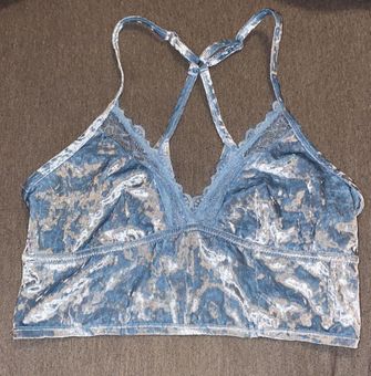 Aerie NWT Crushed baby blue Velvet lace trim Bralette Size L - $29 (17% Off  Retail) New With Tags - From roya
