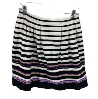 White House | Black Market Womens Pleated Skirt Striped Stretch