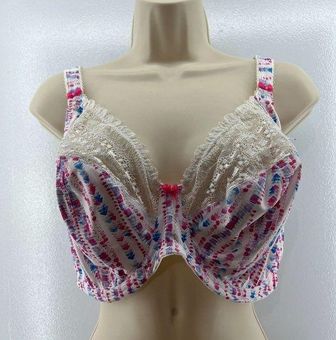 Elomi Kim Underwire Plunge Bra Stretch Lace 4340 Pizzazz Print 34L Size  undefined - $40 - From W