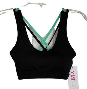 Ymi Womens Sports Bra Size Small Black With Green Straps Crossback - $14  New With Tags - From Ben