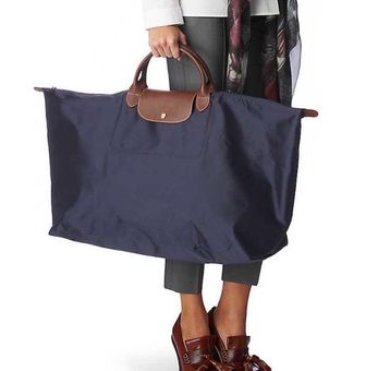 Longchamp 'Le Pliage' Overnighter in Navy