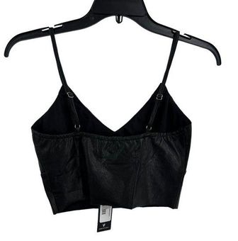 Lulus Black Vegan Leather Cropped Cami Top New Small - $24 New With Tags -  From Rebecca