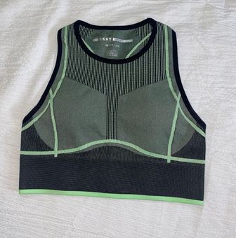 DKNY Black & Green Seamless Tank Padded Sports Bra Size XS